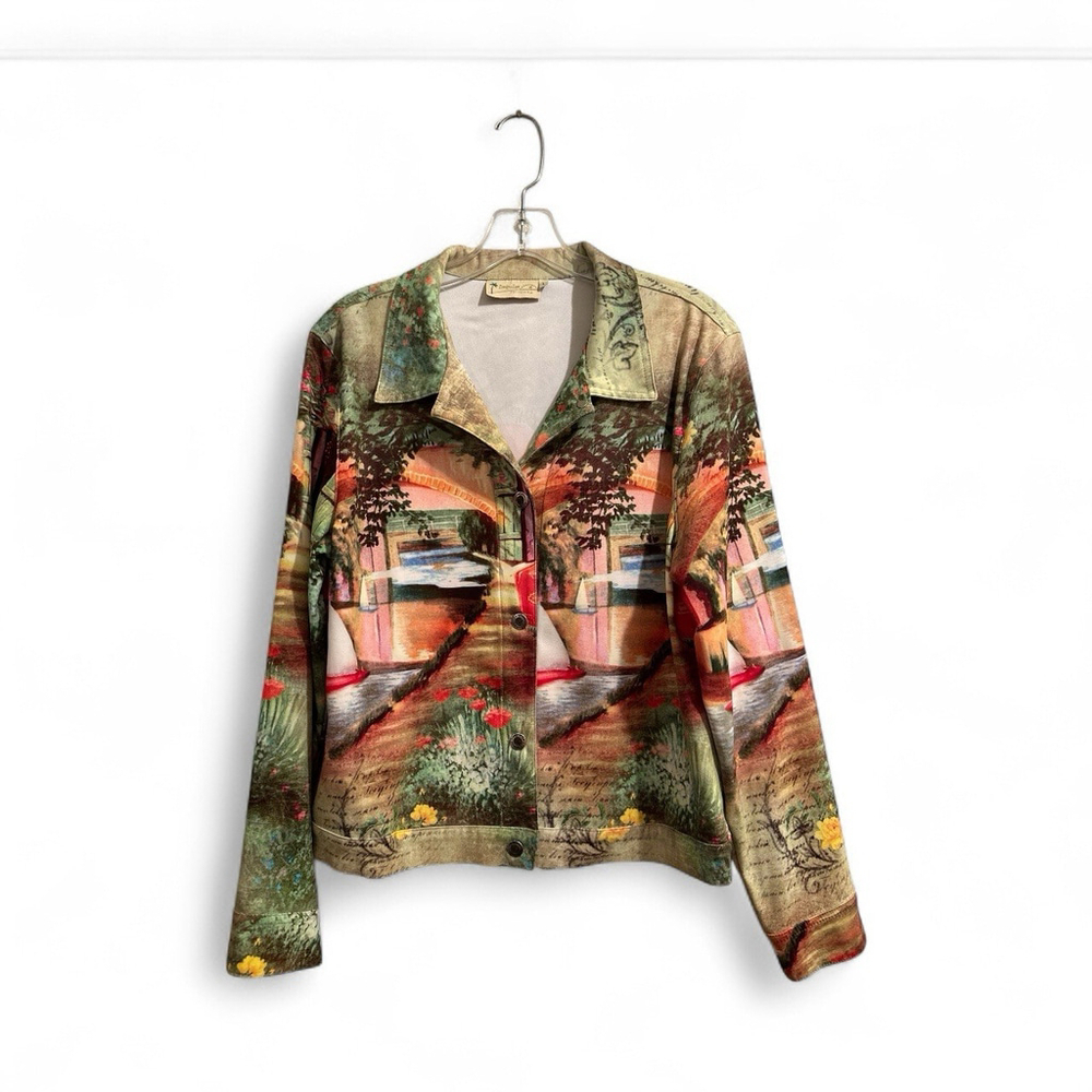 Impulse California Floral Hippie Jacket Womens Large Vibrant Multicolor Boho USA